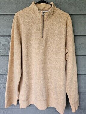 Sonoma Good For Life Men's Quarter-Zip Pullover Cream Tan Sweater Size LT